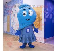 Personnage De Costume De Mascotte Redbrokoly Blue Fish And Chips Habillé D'un Maillot De Bain Et De Clips D'écharpe Multicolore