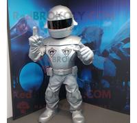 Personnage De Costume De Mascotte Redbrokoly Commando Argenté Habillé D'un T-Shirt À Manches Longues Et De Bandeaux Multicolore