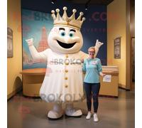 Personnage De Costume De Mascotte Redbrokoly Cream Queen Habillé D'un Mom Jeans Et D'épinglettes Multicolore