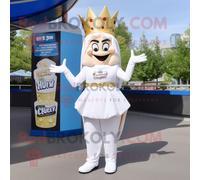 Personnage De Costume De Mascotte Redbrokoly Cream Queen Habillé D'un Mom Jeans Et D'épinglettes Multicolore