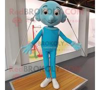 Personnage De Costume De Mascotte Redbrokoly Cyan Tightrope Walker Habillé Avec Un Jogging Et Des Pinces À Chaussures Multicolore