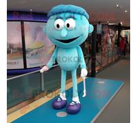 Personnage De Costume De Mascotte Redbrokoly Cyan Tightrope Walker Habillé Avec Un Jogging Et Des Pinces À Chaussures Multicolore