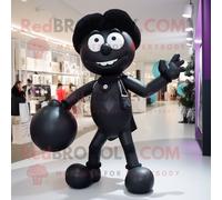 Personnage De Costume De Mascotte Redbrokoly D'acrobate Noir Habillé D'un Body Et De Sacs À Main Multicolore