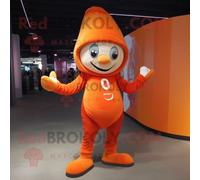 Personnage De Costume De Mascotte Redbrokoly D'acrobate Orange Habillé D'un Sweat À Capuche Et De Bérets Multicolore