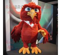 Personnage De Costume De Mascotte Redbrokoly D'aigle Rouge Habillé Avec Une Combinaison Et Des Cravates Multicolore