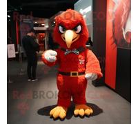 Personnage De Costume De Mascotte Redbrokoly D'aigle Rouge Habillé Avec Une Combinaison Et Des Cravates Multicolore