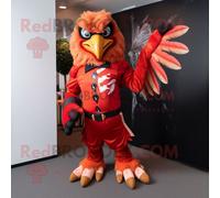 Personnage De Costume De Mascotte Redbrokoly D'aigle Rouge Habillé Avec Une Combinaison Et Des Cravates Multicolore