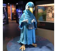 Personnage De Costume De Mascotte Redbrokoly D'albatros Bleu Habillé D'une Robe Portefeuille Et De Porte-Monnaie Multicolore
