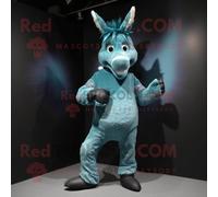 Personnage De Costume De Mascotte Redbrokoly D'âne Bleu Sarcelle Habillé D'un Legging Et De Bracelets Multicolore