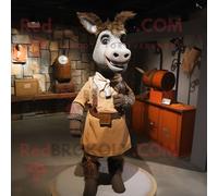 Personnage De Costume De Mascotte Redbrokoly D'âne De Rouille Habillé D'une Robe Fourreau Et De Broches Multicolore