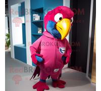 Personnage De Costume De Mascotte Redbrokoly D'ara Magenta Habillé D'un Sweat-Shirt Et De Pochettes Multicolore