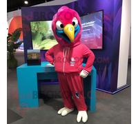 Personnage De Costume De Mascotte Redbrokoly D'ara Magenta Habillé D'un Sweat-Shirt Et De Pochettes Multicolore