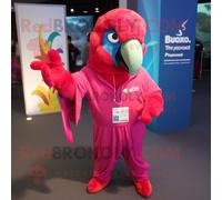 Personnage De Costume De Mascotte Redbrokoly D'ara Magenta Habillé D'un Sweat-Shirt Et De Pochettes Multicolore