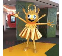 Personnage De Costume De Mascotte Redbrokoly D'araignée D'or Habillé D'une Robe Trapèze Et De Boutons De Manchette Multicolore