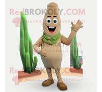 Personnage De Costume De Mascotte Redbrokoly D'asperge Beige Habillé D'une Barboteuse Et De Pinces À Chaussures Multicolore