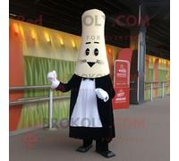 Personnage De Costume De Mascotte Redbrokoly D'asperge Blanche Habillé D'un Smoking Et De Coussinets De Pied Multicolore