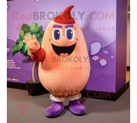 Personnage De Costume De Mascotte Redbrokoly D'aubergine De Pêche Habillé D'une Barboteuse Et De Mitaines Multicolore