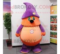 Personnage De Costume De Mascotte Redbrokoly D'aubergine De Pêche Vêtu D'un T-Shirt Polo Et D'épingles À Châle Multicolore