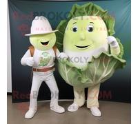 Personnage De Costume De Mascotte Redbrokoly De B?uf Salé Blanc Et De Chou Habillé D'un Jean Évasé Et De Boutons De Manchette Multicolore