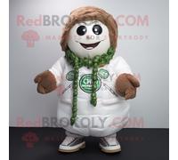 Personnage De Costume De Mascotte Redbrokoly De B?uf Salé Blanc Et De Chou Habillé D'une Parka Et De Colliers Multicolore