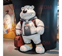 Personnage De Costume De Mascotte Redbrokoly De Ballon De Rugby Blanc Habillé D'un Blouson Aviateur Et De Sacs À Main Multicolore