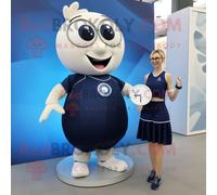 Personnage De Costume De Mascotte Redbrokoly De Ballon De Volley-Ball Bleu Marine Habillé D'une Jupe Longue Et De Montres Connectées Multicolore