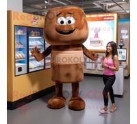 Personnage De Costume De Mascotte Redbrokoly De Barre De Chocolat Beige Habillé D'une Mini Robe Et De Montres Multicolore