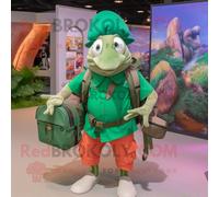 Personnage De Costume De Mascotte Redbrokoly De Bernard-L Ermite Vert Forêt Habillé D'un Polo Et De Sacs À Main Multicolore