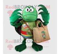 Personnage De Costume De Mascotte Redbrokoly De Bernard-L Ermite Vert Forêt Habillé D'un Polo Et De Sacs À Main Multicolore