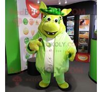 Personnage De Costume De Mascotte Redbrokoly De Boeuf Vert Citron Stroganoff Habillé D'une Veste Et De Porte-Monnaie Multicolore