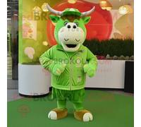 Personnage De Costume De Mascotte Redbrokoly De Boeuf Vert Citron Stroganoff Habillé D'une Veste Et De Porte-Monnaie Multicolore