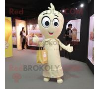 Personnage De Costume De Mascotte Redbrokoly De Bougie Parfumée Beige Habillé D'une Robe Fourreau Et De Sacs Fourre-Tout Multicolore