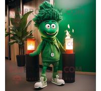 Personnage De Costume De Mascotte Redbrokoly De Bougie Parfumée Vert Forêt Habillé D'un Jogging Et De Cravates Multicolore