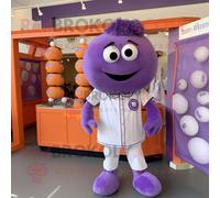 Personnage De Costume De Mascotte Redbrokoly De Boulettes De Viande De Lavande Habillé Avec Un T-Shirt Henley Et Des Carrés De Poche Multicolore