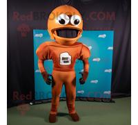 Personnage De Costume De Mascotte Redbrokoly De Casque De Football Américain De Rouille Habillé D'un Col Roulé Et D'épinglettes Multicolore