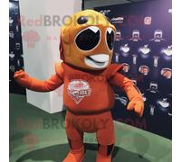 Personnage De Costume De Mascotte Redbrokoly De Casque De Football Américain De Rouille Habillé D'un Col Roulé Et D'épinglettes Multicolore