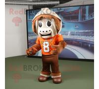 Personnage De Costume De Mascotte Redbrokoly De Casque De Football Américain Rouille Habillé D'une Robe Fourreau Et De Clips D'écharpe Multicolore