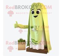 Personnage De Costume De Mascotte Redbrokoly De Céleri Crème Habillé D'un Jean Évasé Et De Châles Multicolore
