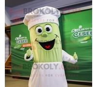 Personnage De Costume De Mascotte Redbrokoly De Céleri Crème Habillé D'un Jean Flare Et De Bonnets Multicolore