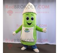 Personnage De Costume De Mascotte Redbrokoly De Céleri Crème Habillé D'un Jean Flare Et De Bonnets Multicolore