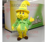 Personnage De Costume De Mascotte Redbrokoly De Chapeau De Lutin Jaune Citron Vêtu D'un T-Shirt À Manches Longues Et De Mitaines Multicolore