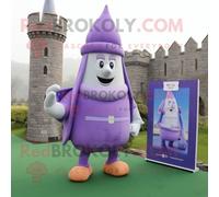 Personnage De Costume De Mascotte Redbrokoly De Château Irlandais De Lavande Vêtu D'un Legging Et De Porte-Documents Multicolore