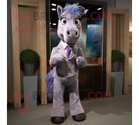 Personnage De Costume De Mascotte Redbrokoly De Cheval De Lavande Vêtu D'un Bermuda Et De Cravates Multicolore