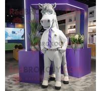 Personnage De Costume De Mascotte Redbrokoly De Cheval De Lavande Vêtu D'un Bermuda Et De Cravates Multicolore