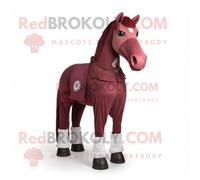 Personnage De Costume De Mascotte Redbrokoly De Cheval Marron Vêtu D'un Pantalon Et De Ceintures Multicolore