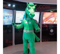 Personnage De Costume De Mascotte Redbrokoly De Cheval Vert Habillé D'un Body Et De Montres Numériques Multicolore