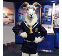 Personnage De Costume De Mascotte Redbrokoly De Chèvre Bleu Marine Habillé D'une Jupe Portefeuille Et De Porte-Clés Multicolore