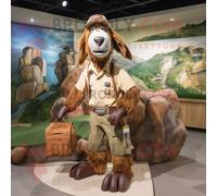 Personnage De Costume De Mascotte Redbrokoly De Chèvre Boer Marron Habillé D'un Short Cargo Et De Pochettes Multicolore