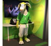 Personnage De Costume De Mascotte Redbrokoly De Chèvre Boer Vert Citron Vêtu D'un T-Shirt Graphique Et D'anneaux Multicolore