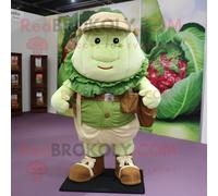 Personnage De Costume De Mascotte Redbrokoly De Chou Crème Vêtu D'un Short Cargo Et De Ceintures Multicolore